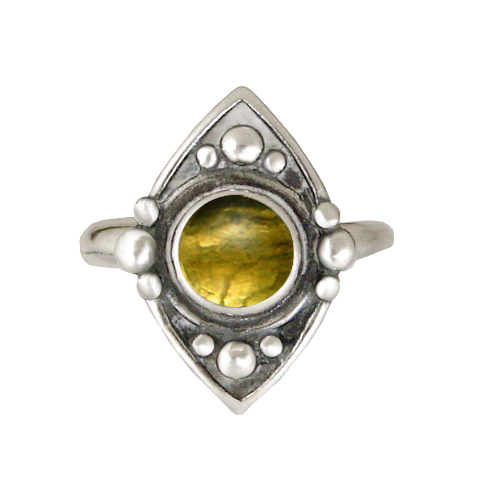 Sterling Silver Gemstone Ring With Citrine Size 7